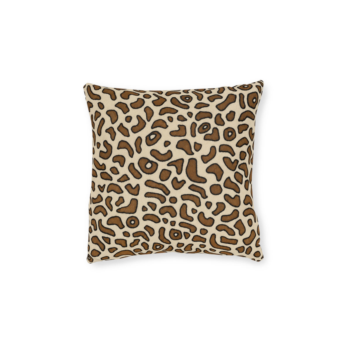 Brown Animal Skin On White Square Pillow