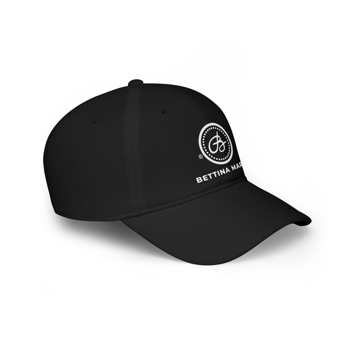 Black Low Profile  Printed Logo Baseball Cap