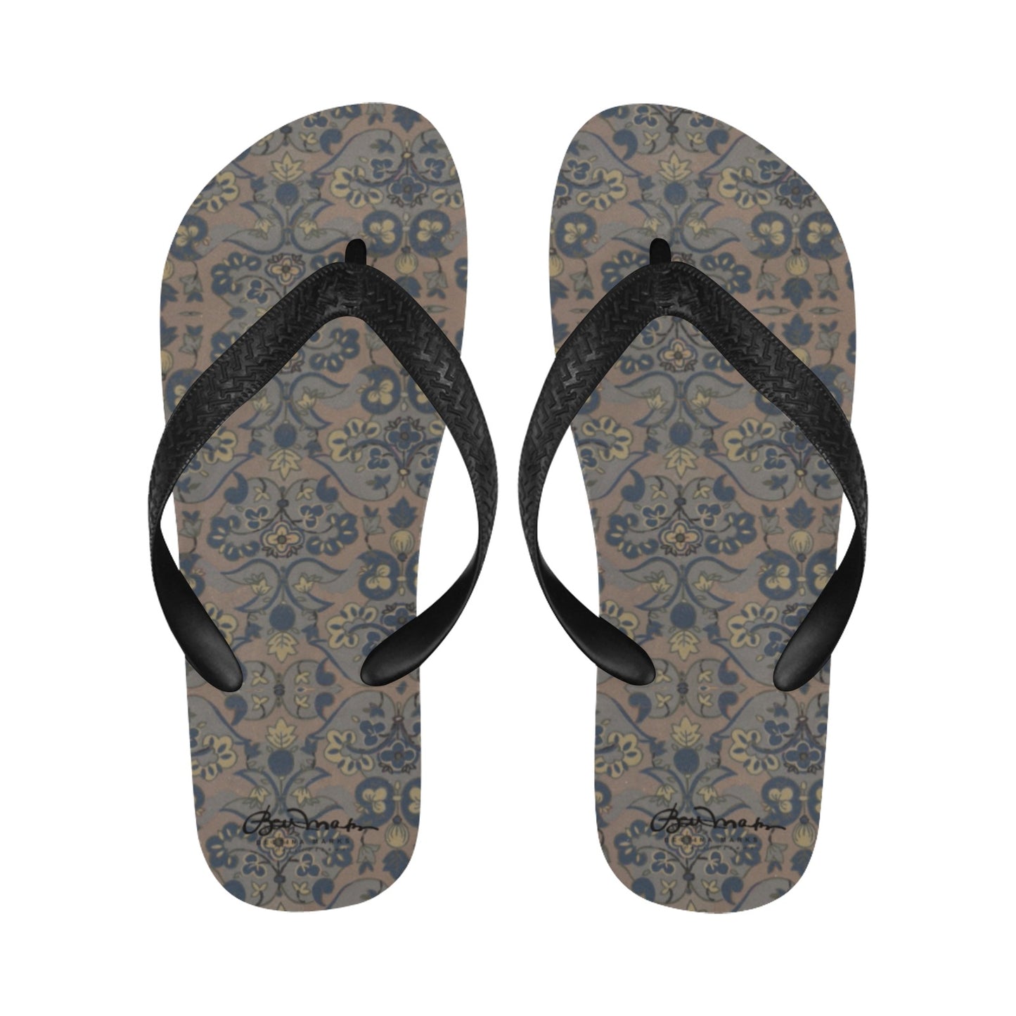 Not Quite Paisley On Light Brown Flip Flops for Men/Women