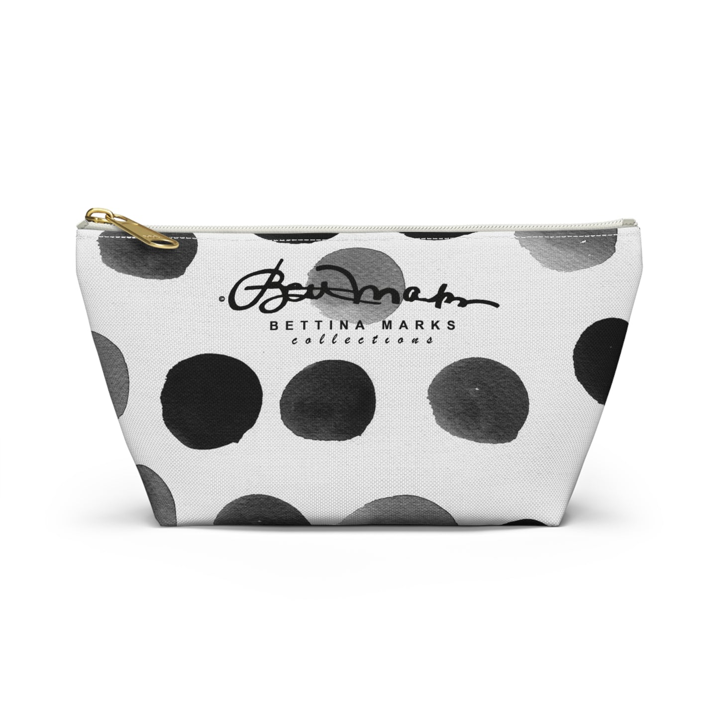 Charcoal Polka Dot Accessory Pouch w T-bottom