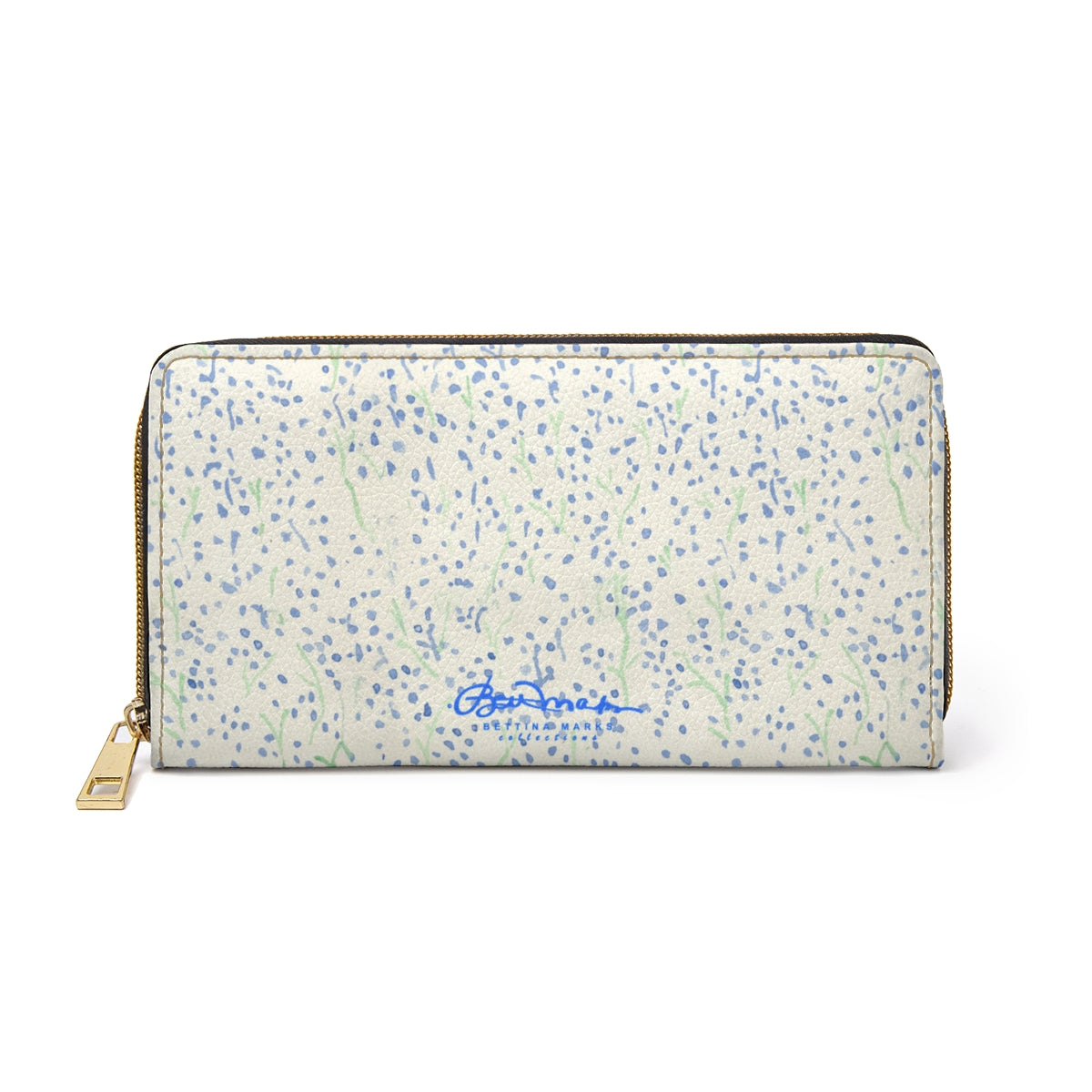 Watercolor Blue Floral Zipper Wallet
