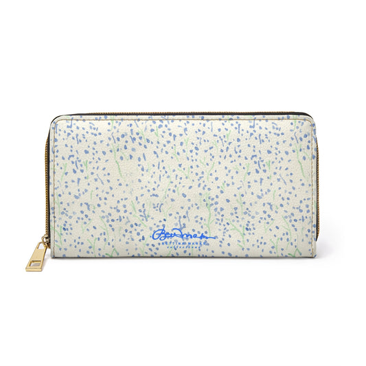 Watercolor Blue Floral Zipper Wallet