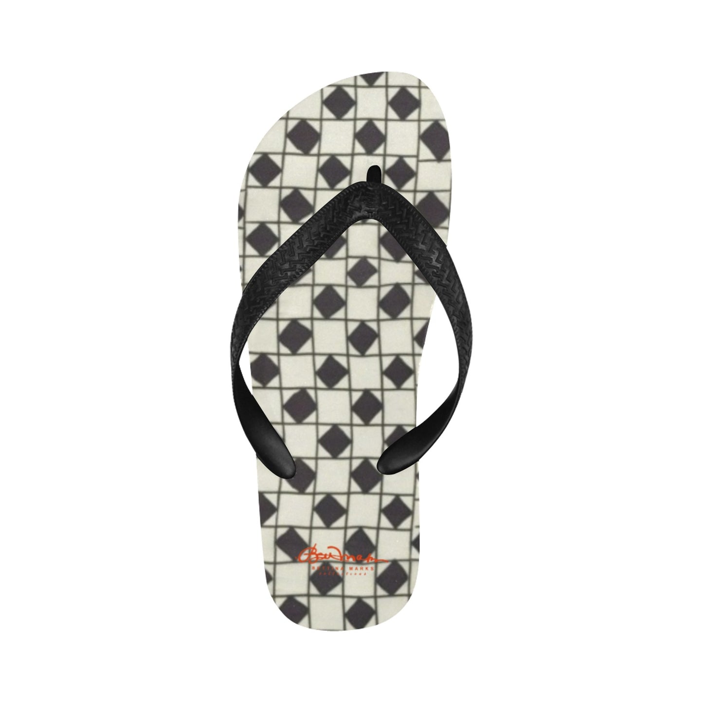 B&W Checkerboard Optical Flip Flops for Men/Women