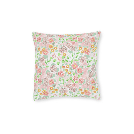 Floral on Pink Square Pillow