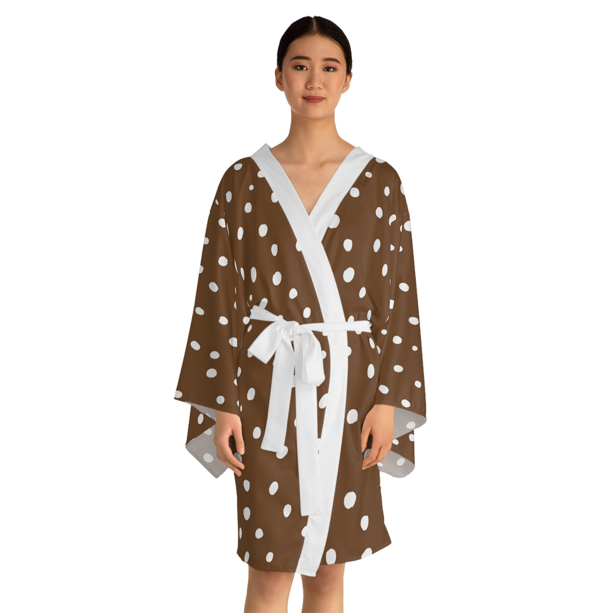 Brown Dalmatian Spots Kimono Robe