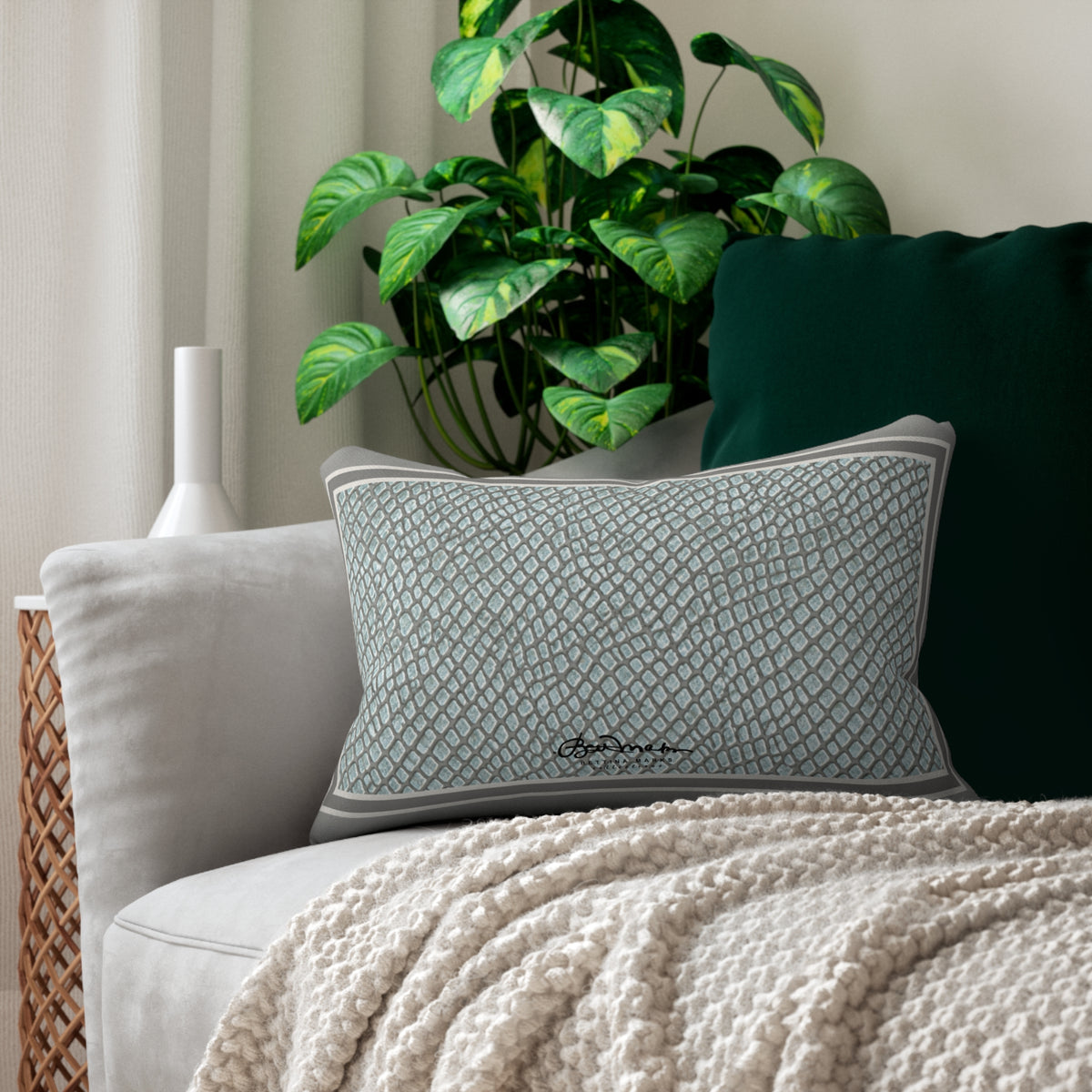Faded Crocodile Lumbar Pillow