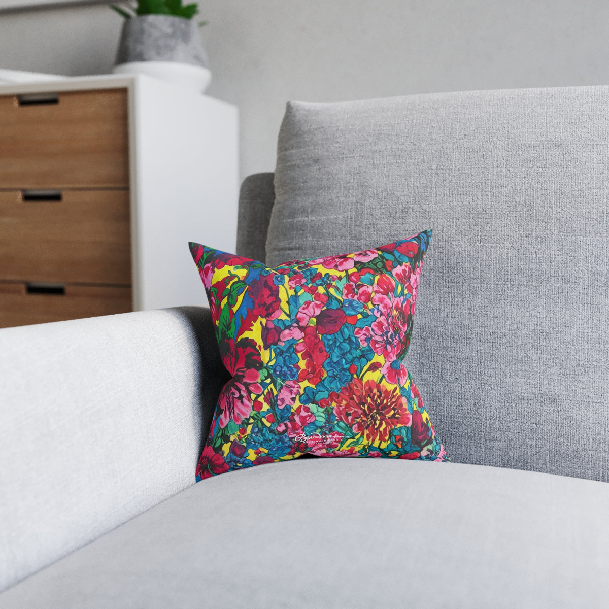 Full Bloom Floral Square Pillow