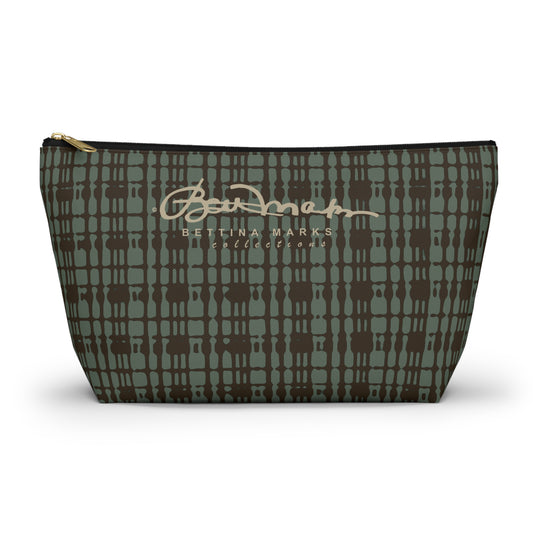 Mint Chocolate Plaid Accessory Pouch w T-bottom