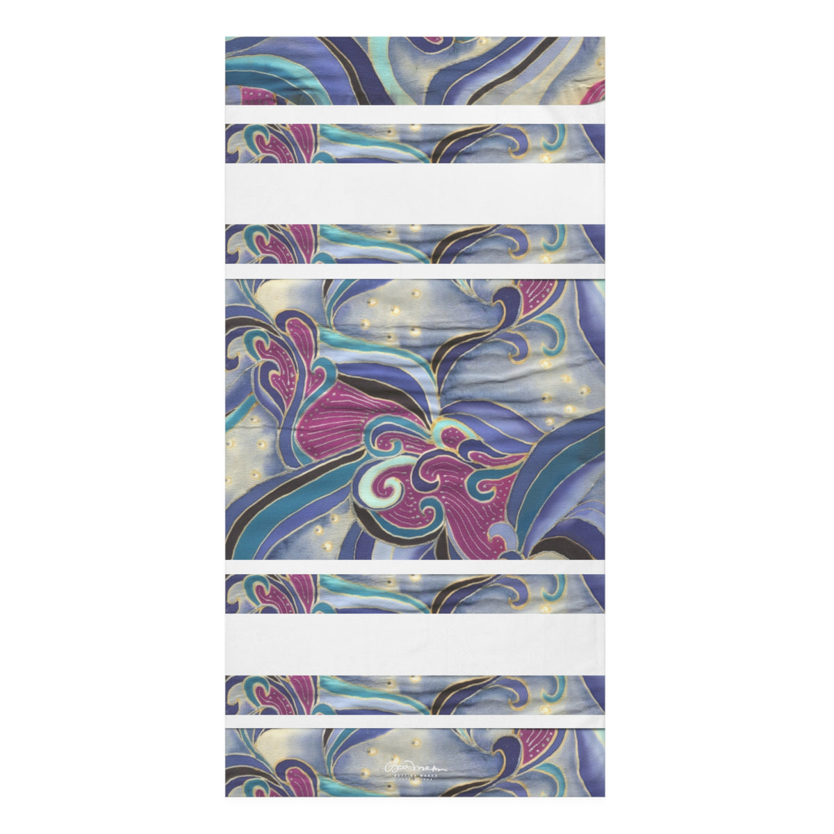 Blue Floral Swirls Bath Towel
