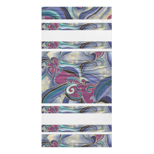 Blue Floral Swirls Bath Towel