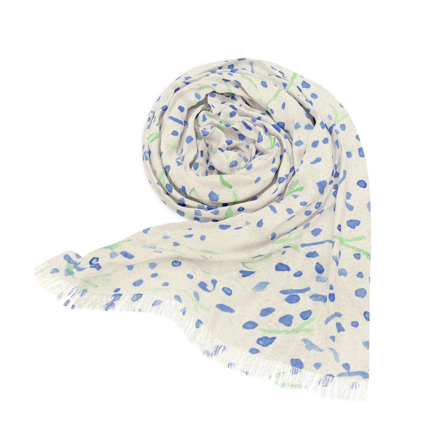 Tiny Blue Watercolor Floral Light Scarf