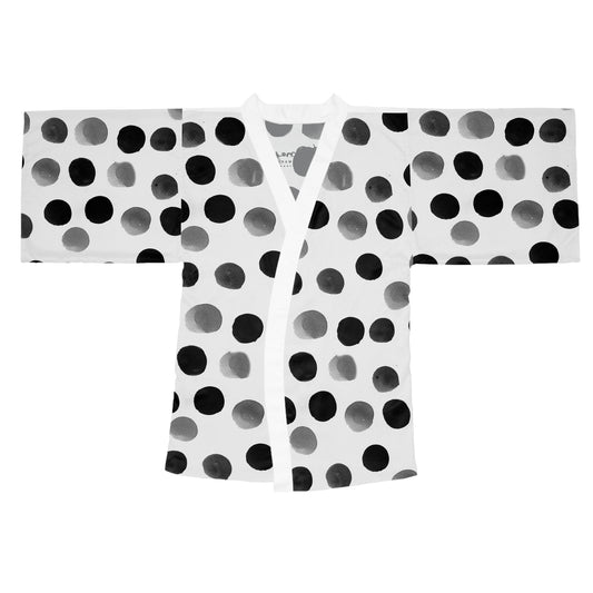 Charcoal Polka Dot Kimono Robe