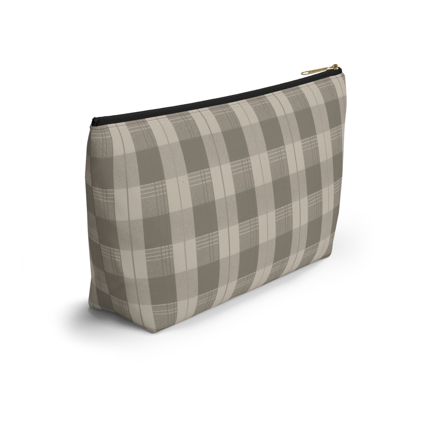 Cream Plaid Accessory Pouch w T-bottom