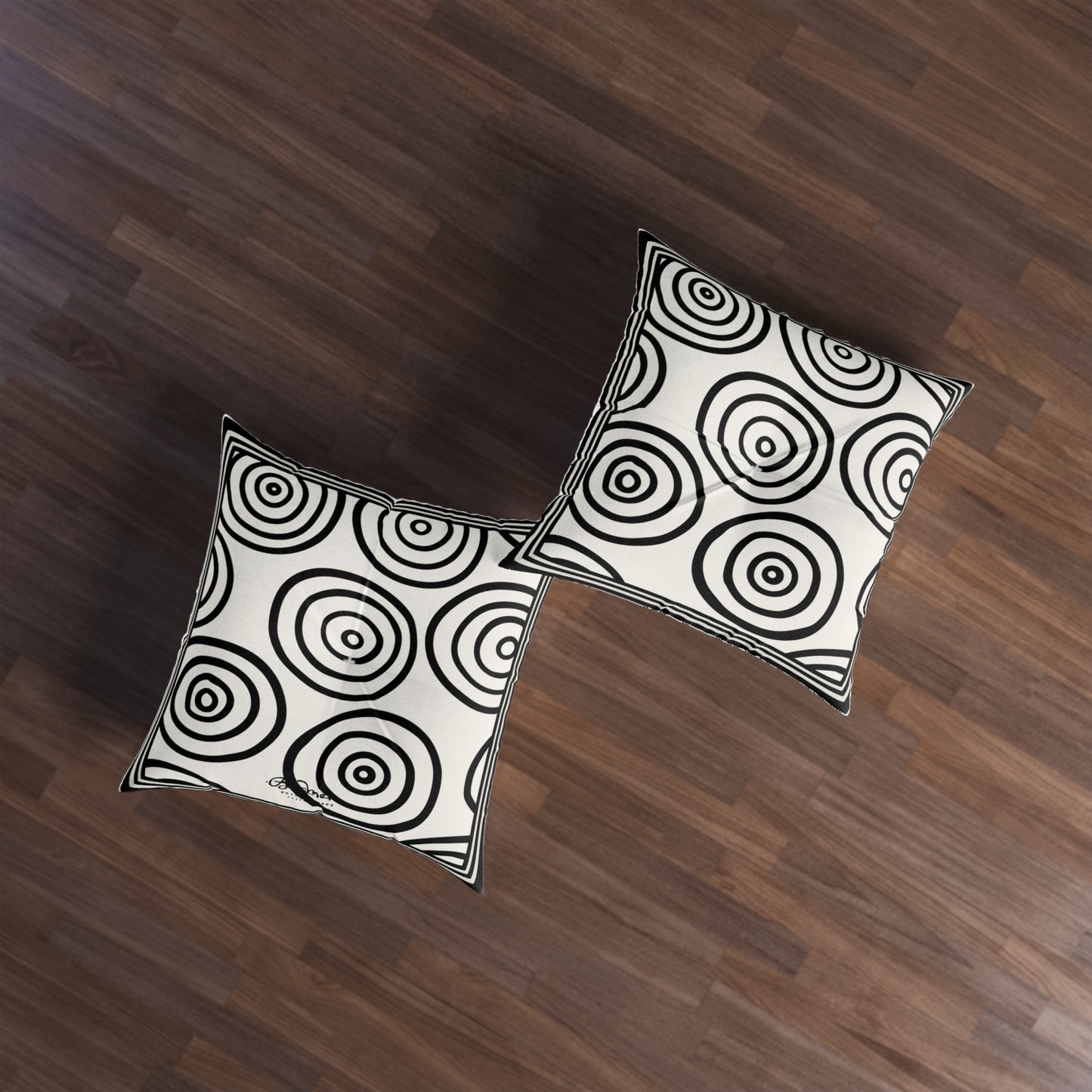 B&W Target Tufted Square Decorative Cushion