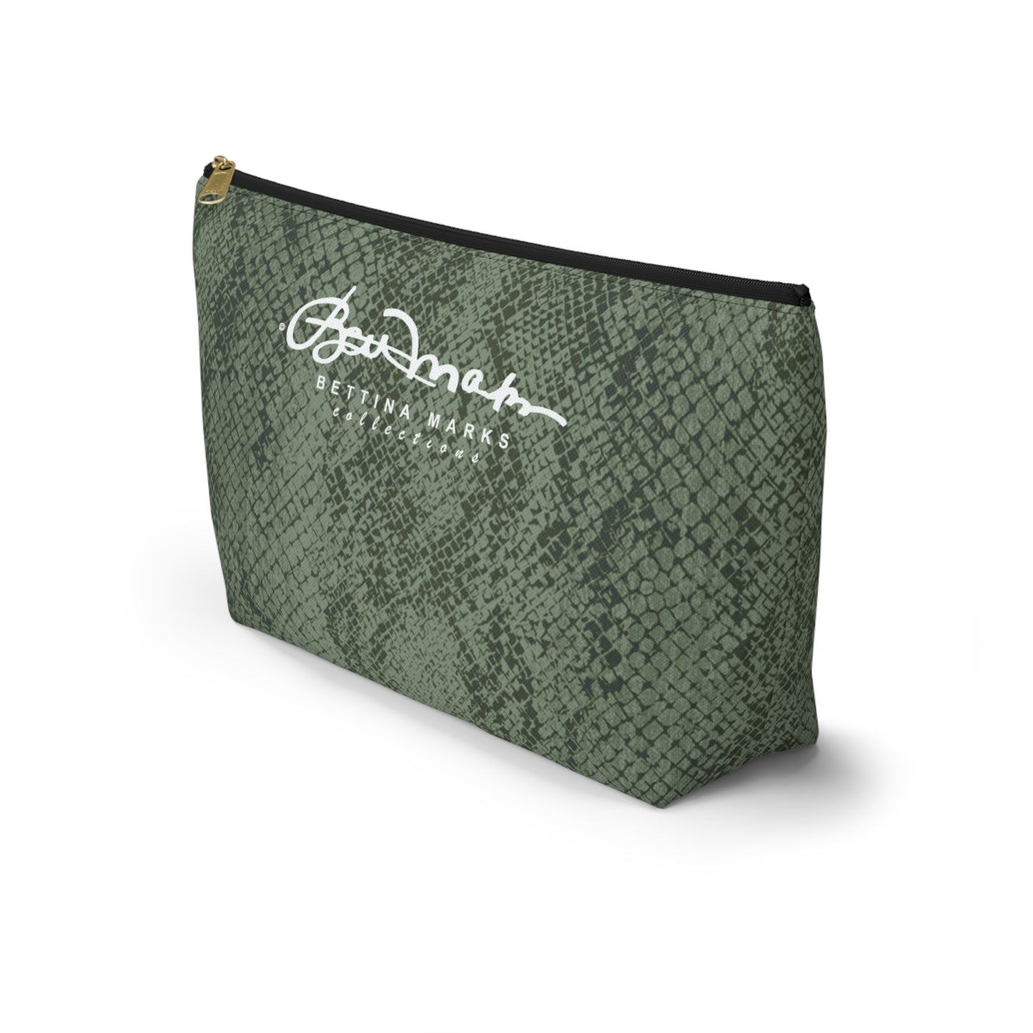 Sage Snake Skin Accessory Pouch w T-bottom