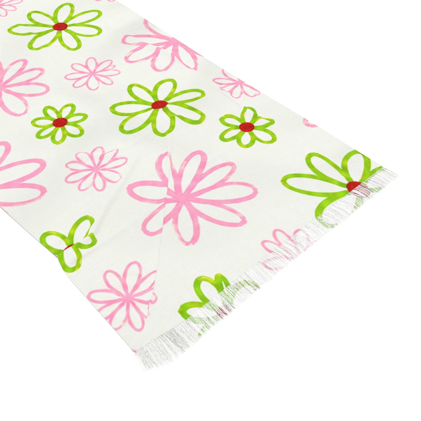 Pink and Green Daisies Light Scarf
