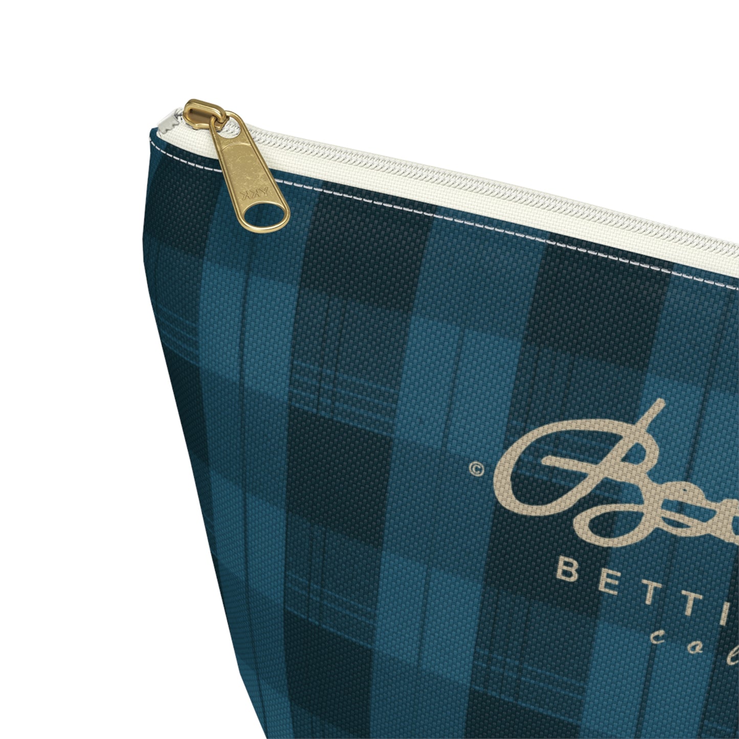 Teal Plaid Accessory Pouch w T-bottom