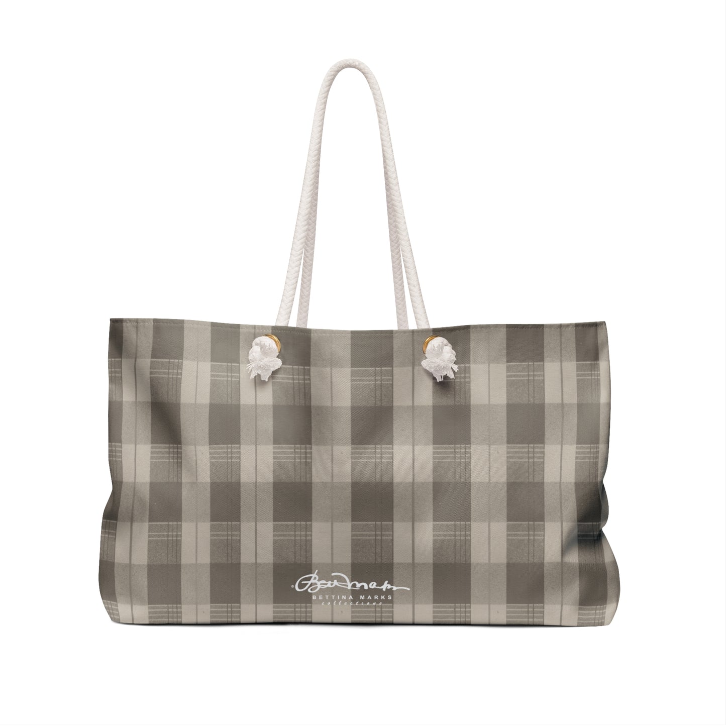 Cream Plaid Weekender Bag