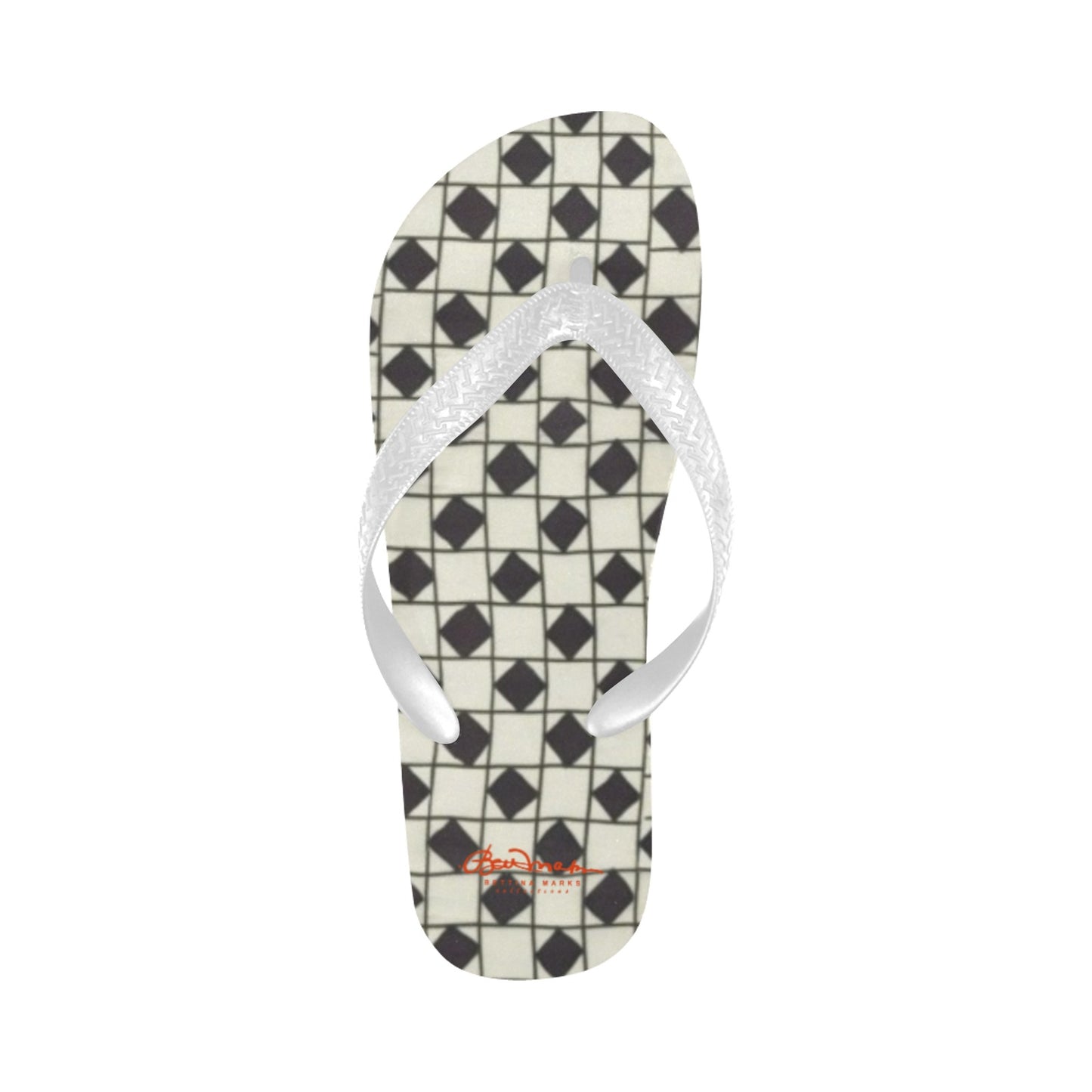 B&W Checkerboard Optical Flip Flops for Men/Women
