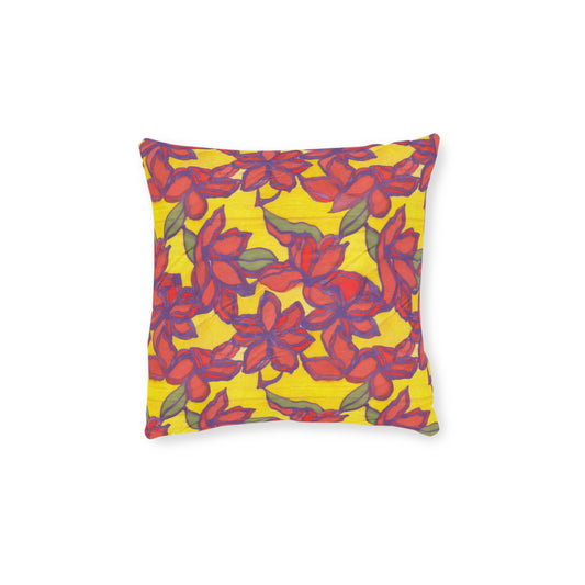 Blue & Orange Floral Square Pillow