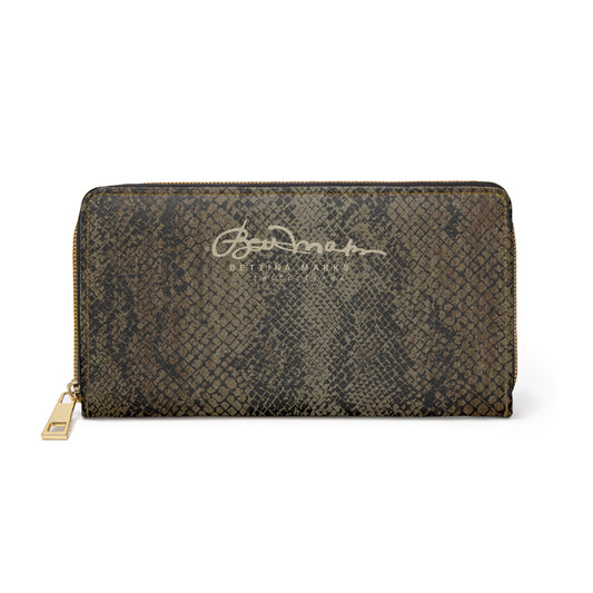 Deep Snake Skin Zipper Wallet for Women - Chic and Functional Clutch