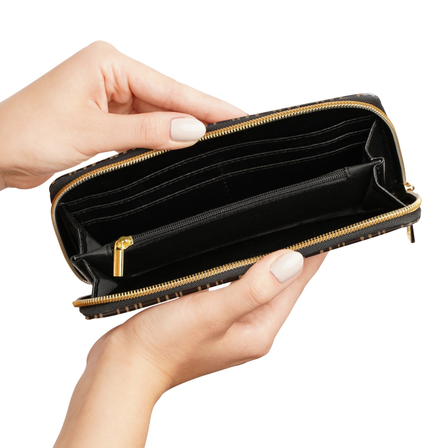 Caramel Plaid Zipper Wallet for Women - Chic and Functional Clutch