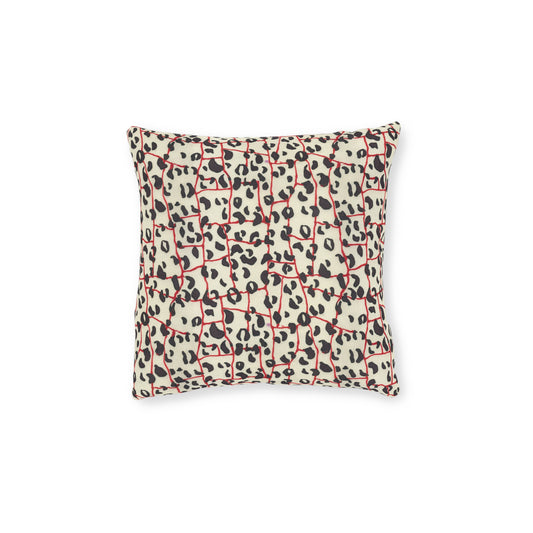 Red Line Leopard Square Pillow