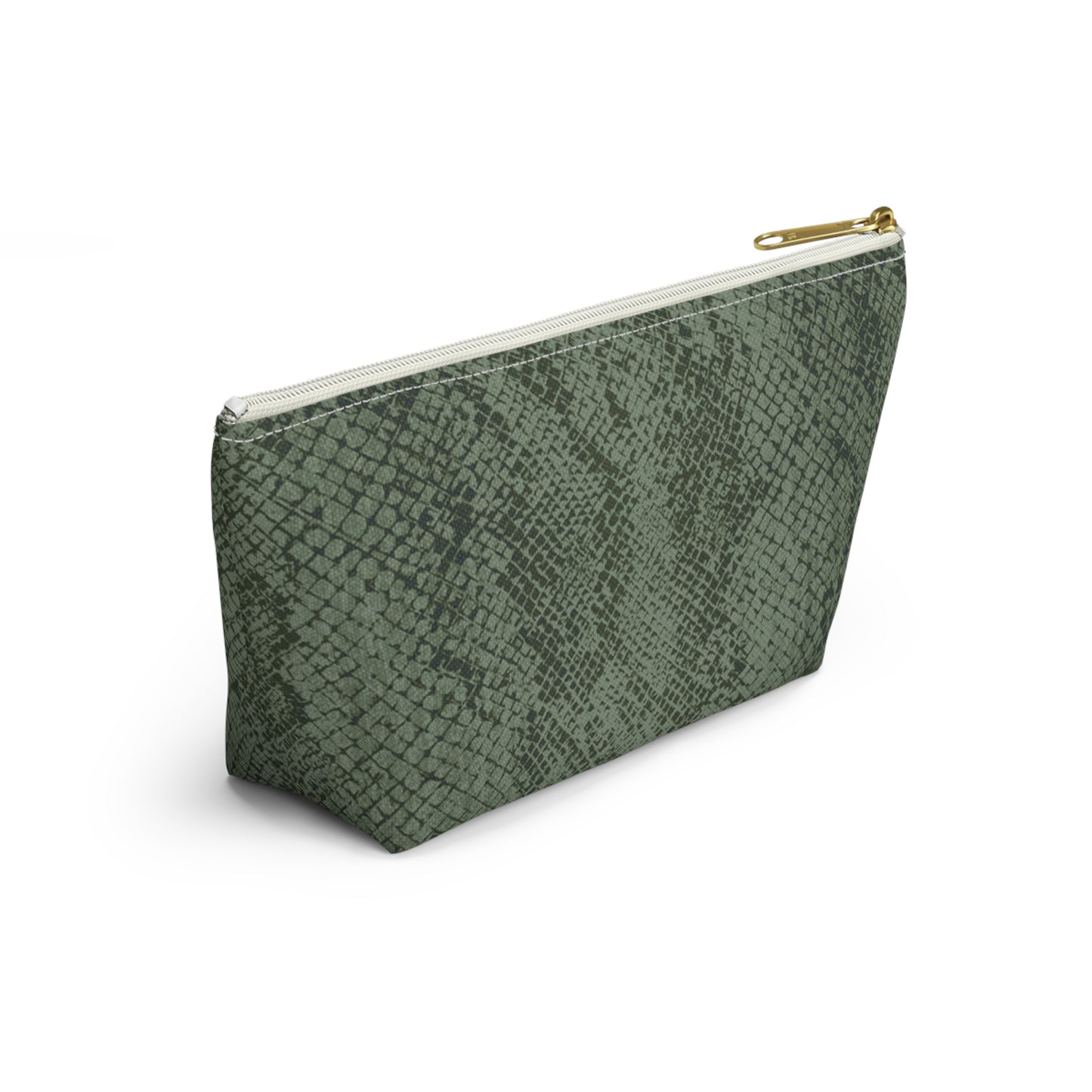 Sage Snake Skin Accessory Pouch w T-bottom
