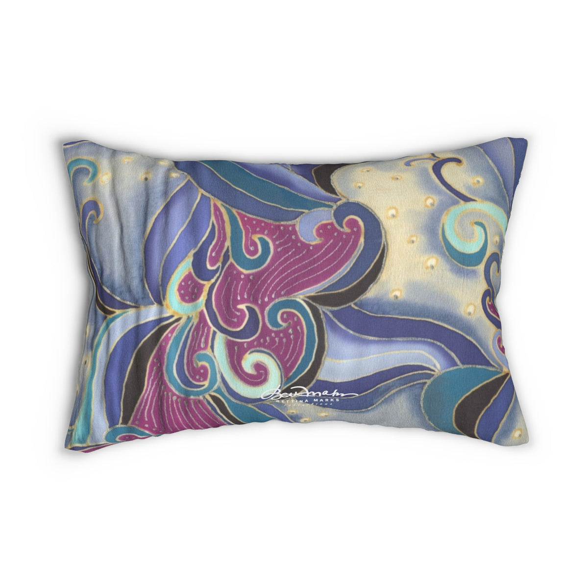 Blue Floral Swirls Pillow