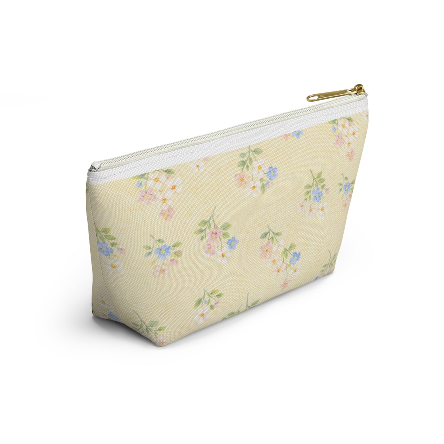 Yellow Pastel Floral Accessory Pouch