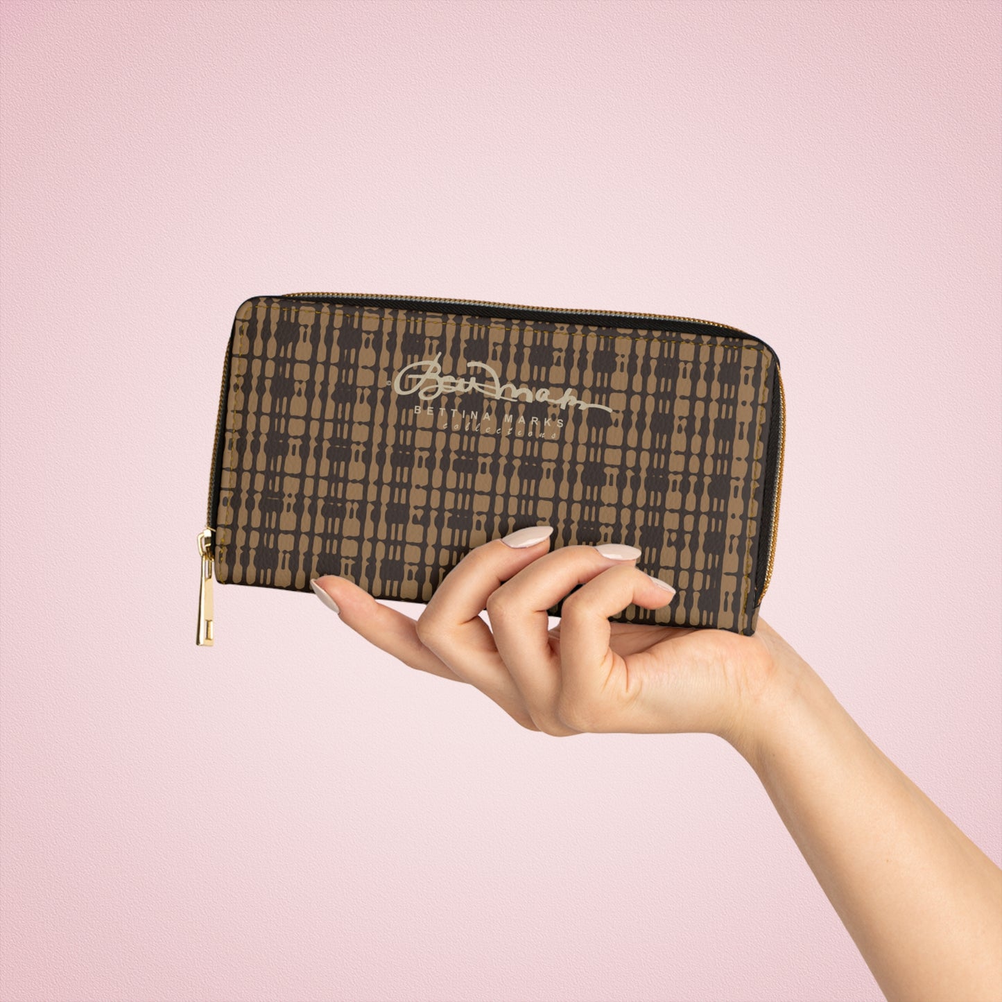 Caramel Plaid Zipper Wallet for Women - Chic and Functional Clutch