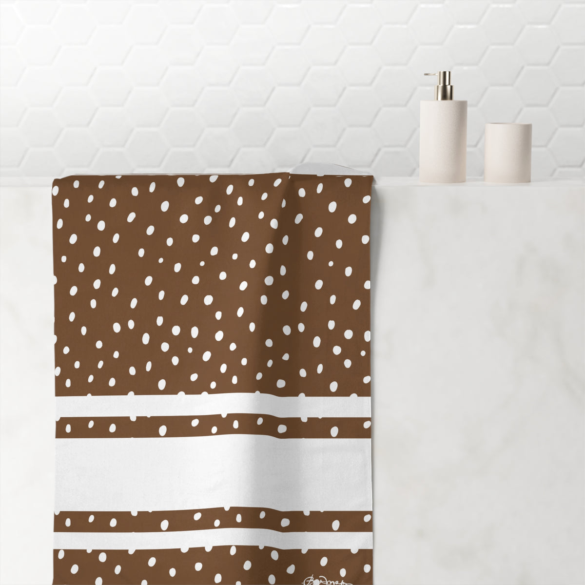 Brown Dalmatian Spots Bath Towel
