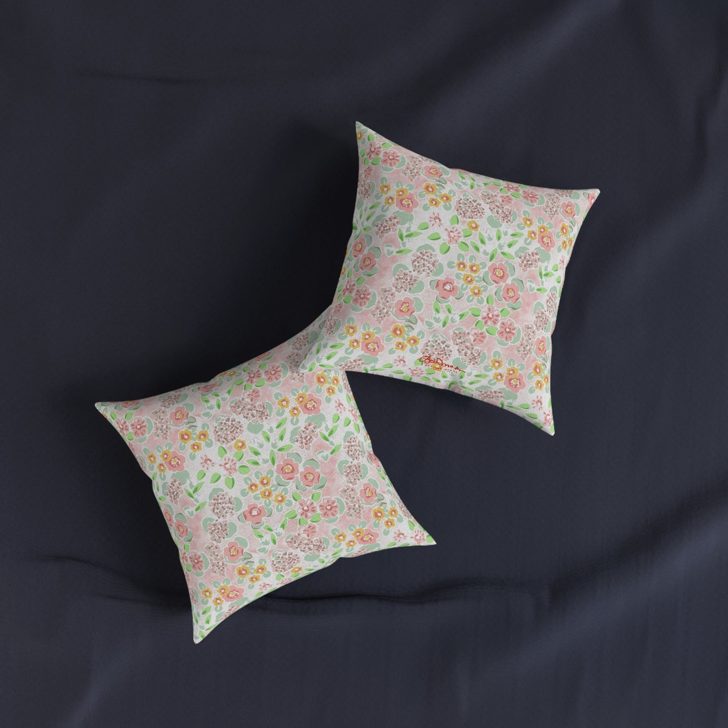 Floral on Pink Square Pillow