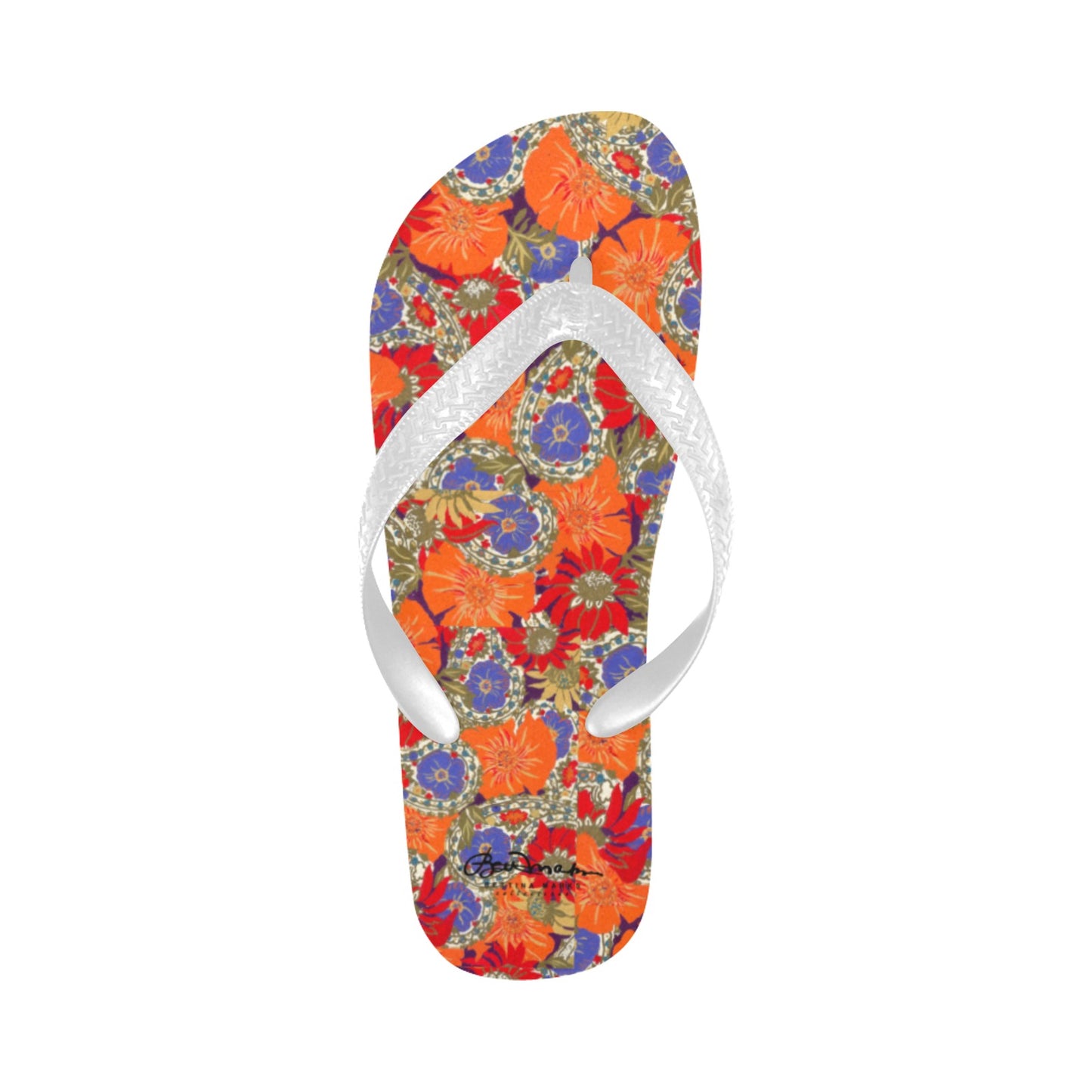 Orange Paisley Flip Flops for Men/Women