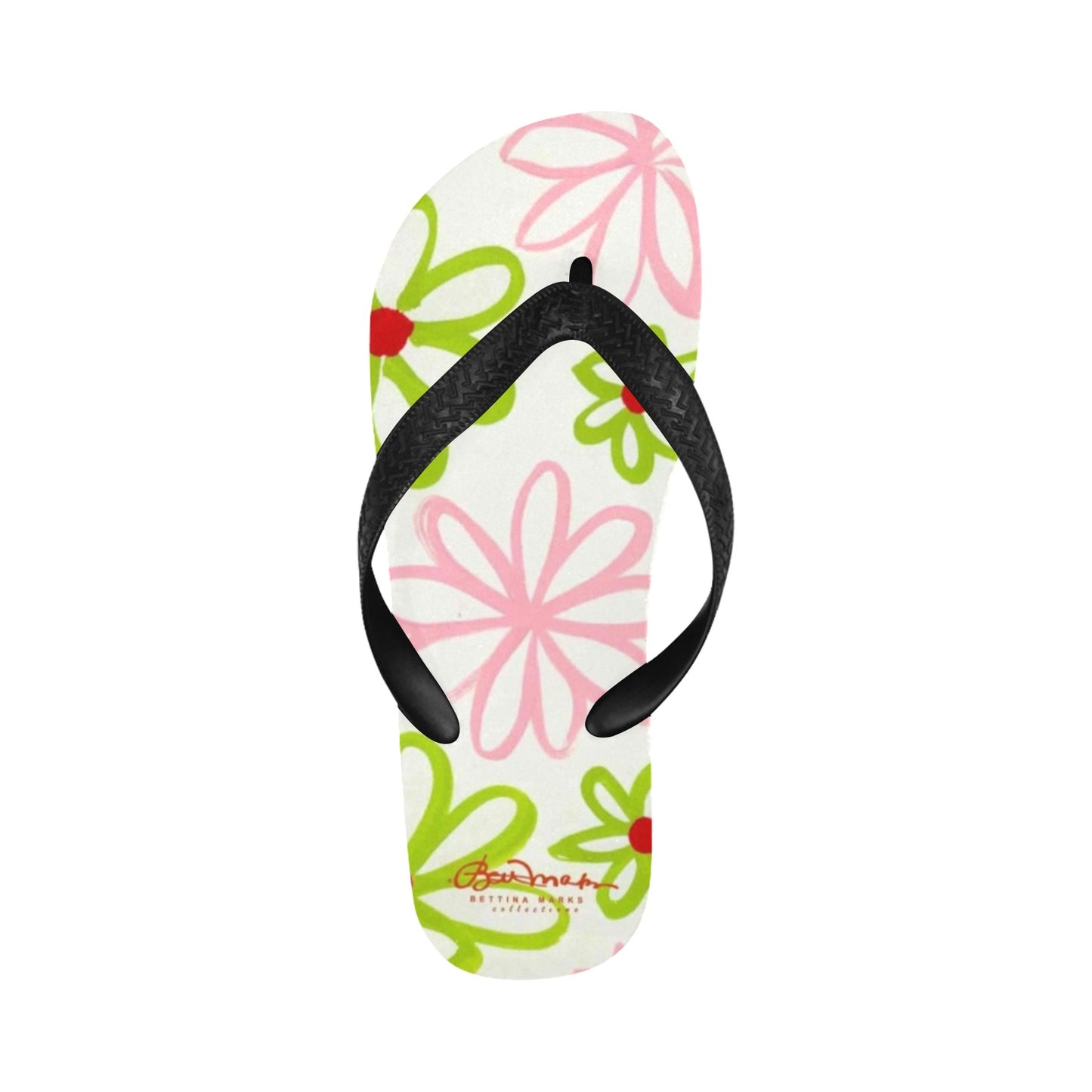 Pink & Green Daisies On White Flip Flops for Men/Women