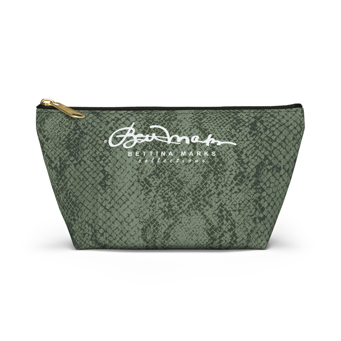 Sage Snake Skin Accessory Pouch w T-bottom