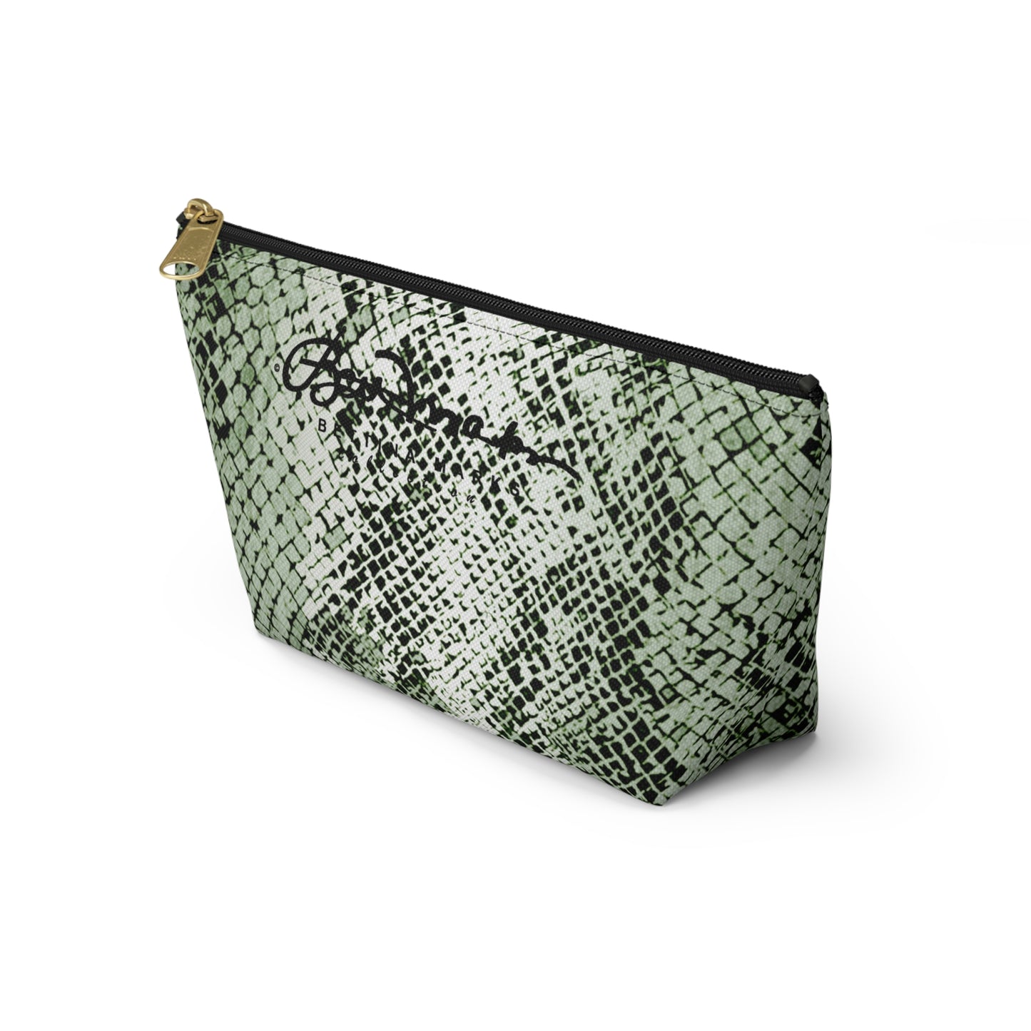 Sage Snake Skin Accessory Pouch w T-bottom