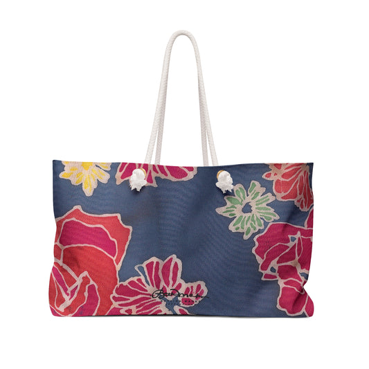 Floral Denim Weekender Bag