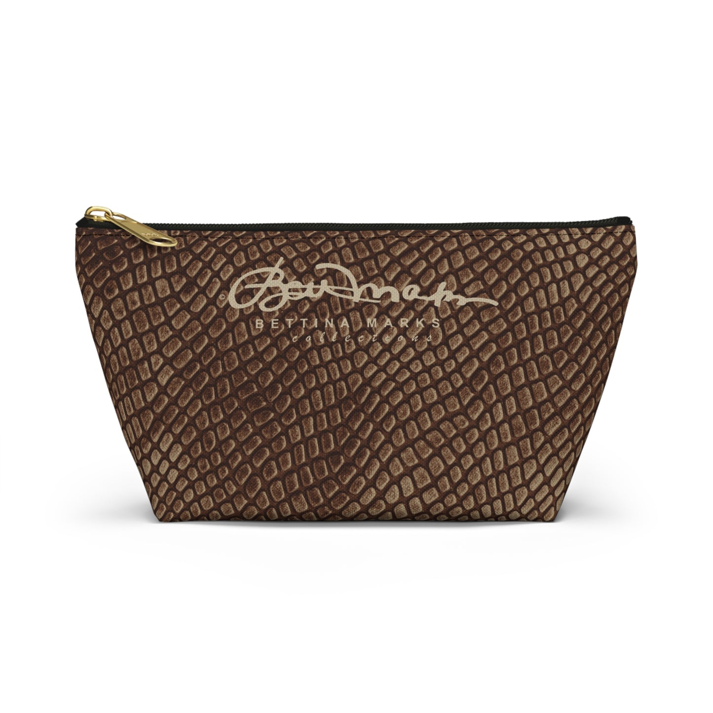 Mocha Crocodile Accessory Pouch w T-bottom