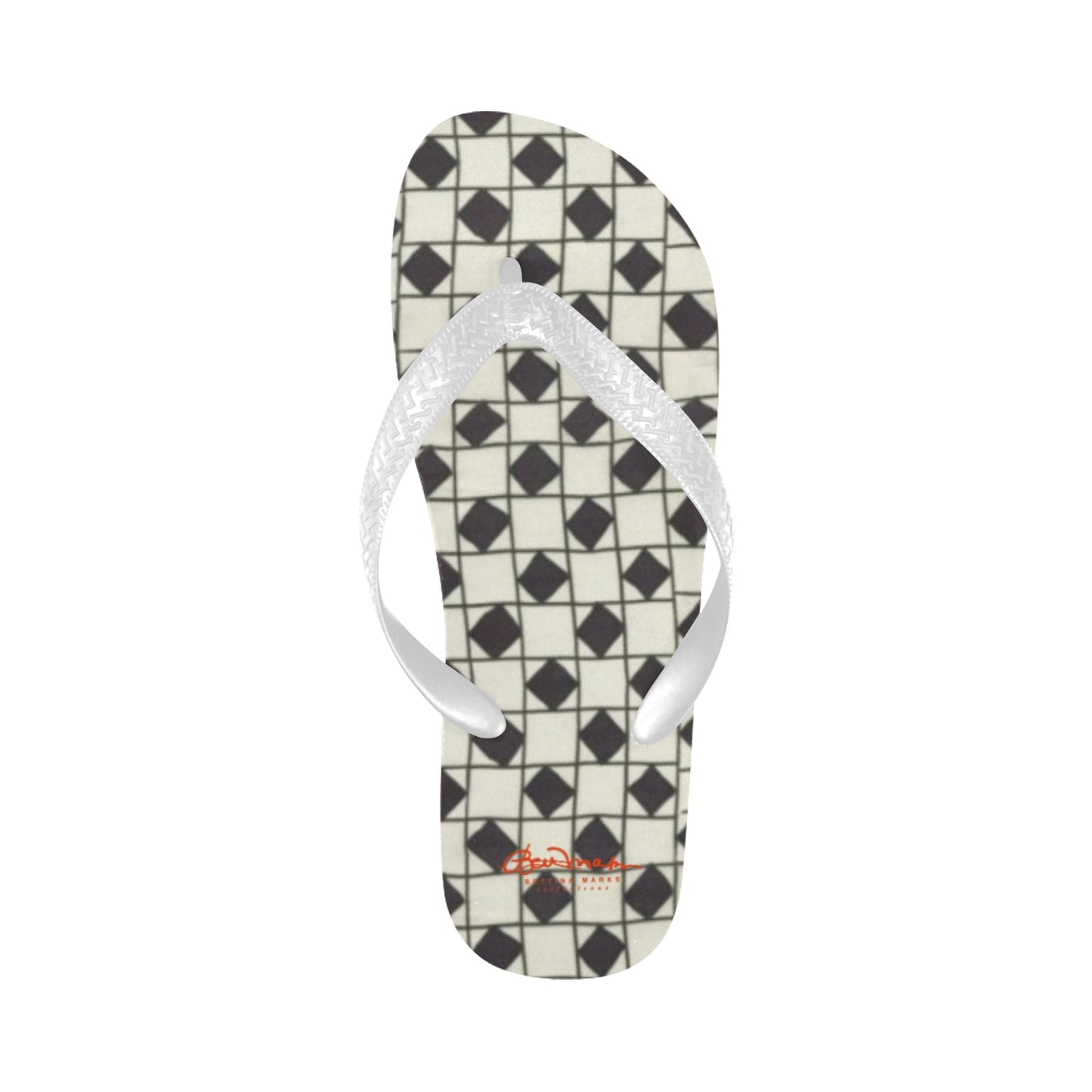 B&W Checkerboard Optical Flip Flops for Men/Women