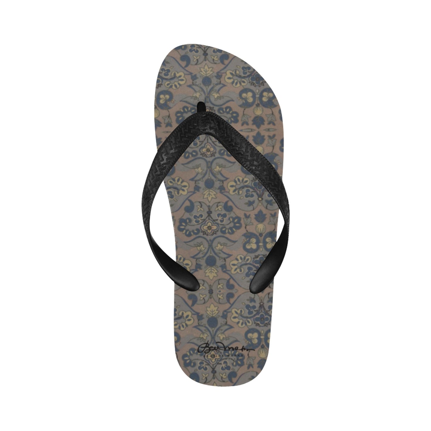 Not Quite Paisley On Light Brown Flip Flops for Men/Women