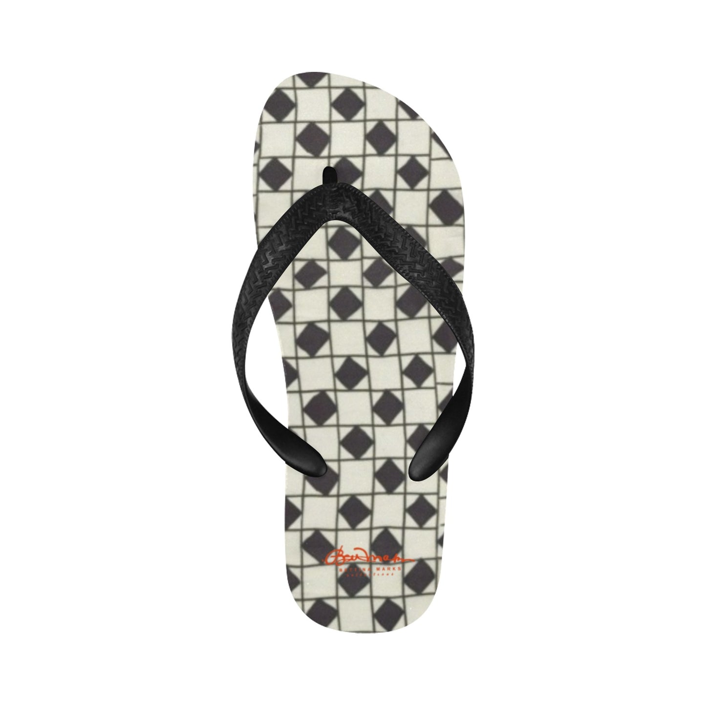 B&W Checkerboard Optical Flip Flops for Men/Women
