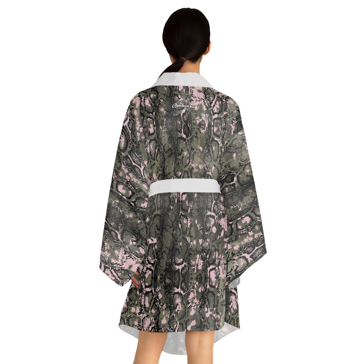 Pink Snake Skin Kimono Robe