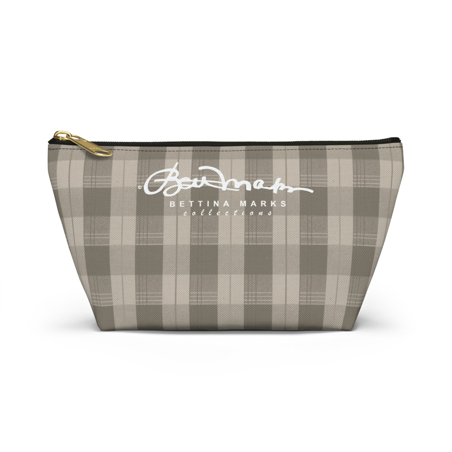 Cream Plaid Accessory Pouch w T-bottom