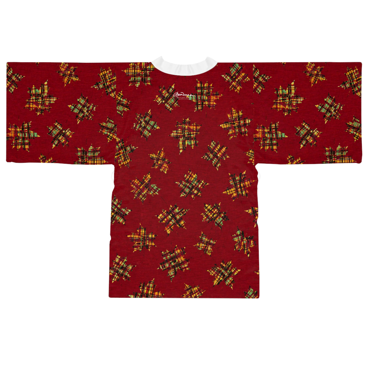 Plaid Leaves On Burgundy Robe