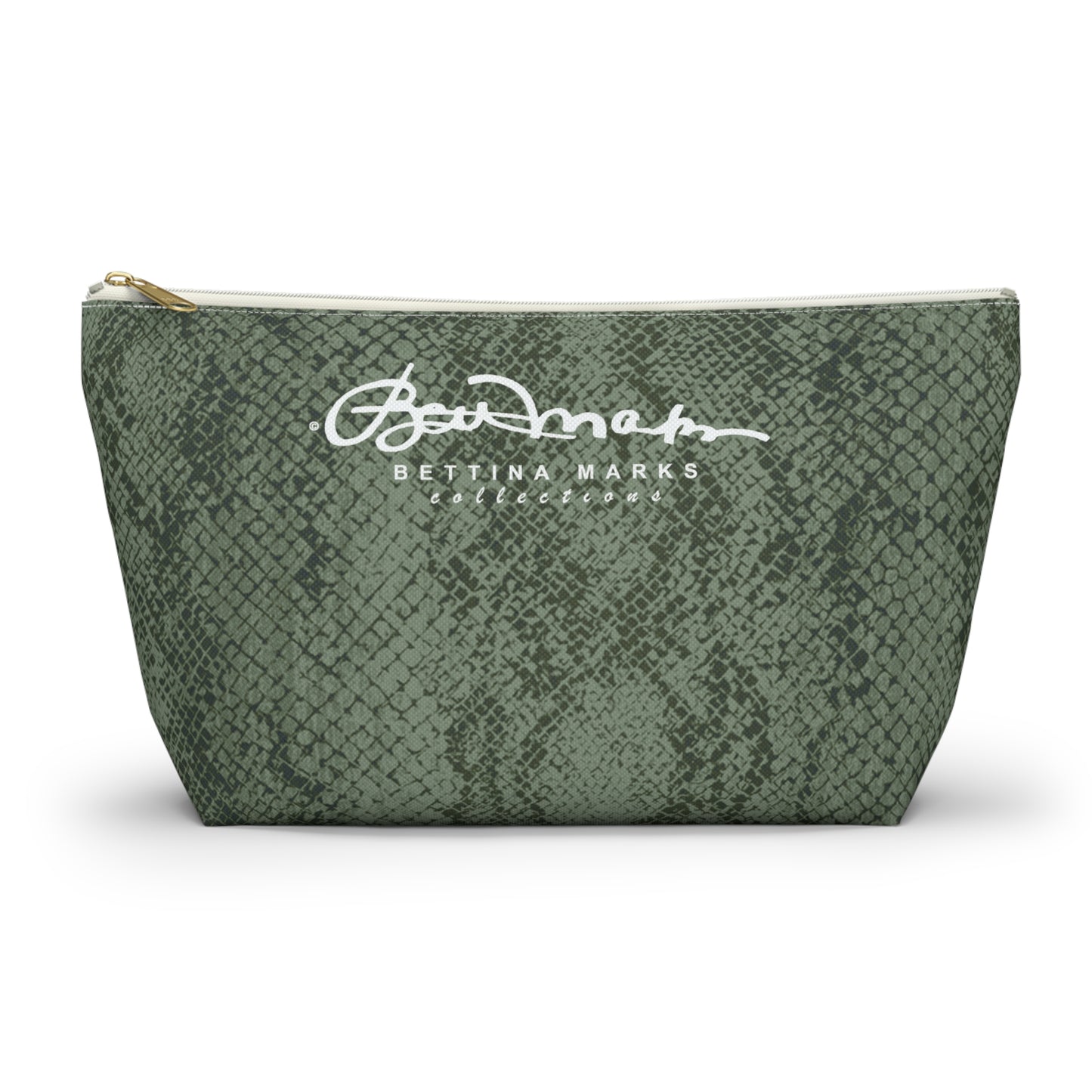 Sage Snake Skin Accessory Pouch w T-bottom
