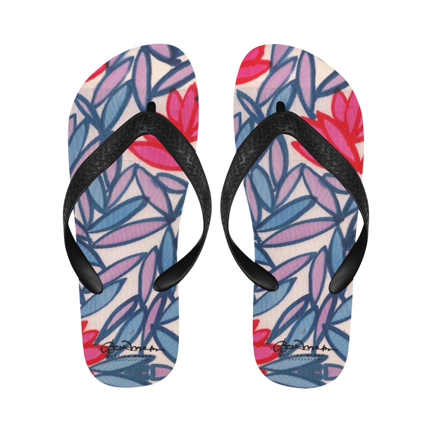 Pink Lotus Flowers Flip Flops for Men/Women