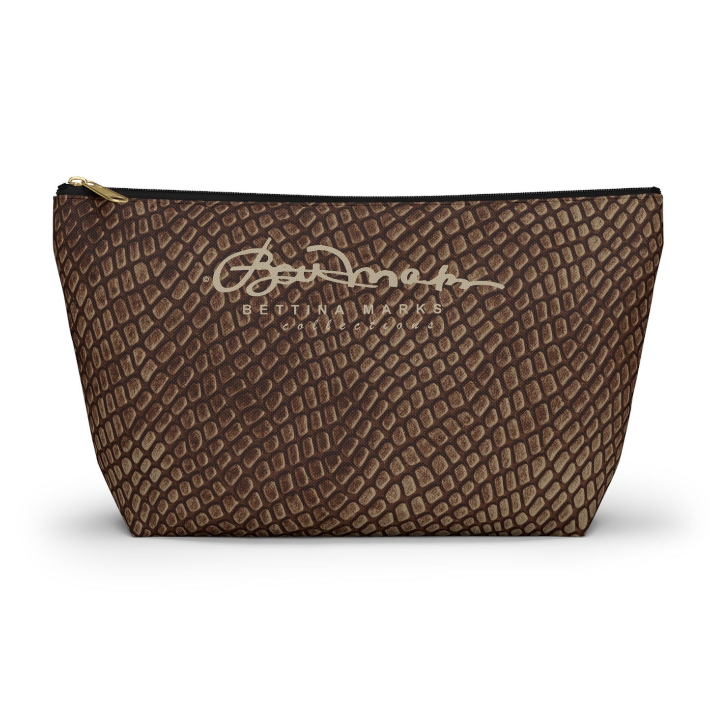 Mocha Crocodile Accessory Pouch w T-bottom