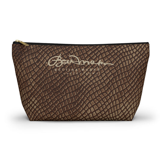 Mocha Crocodile Accessory Pouch w T-bottom