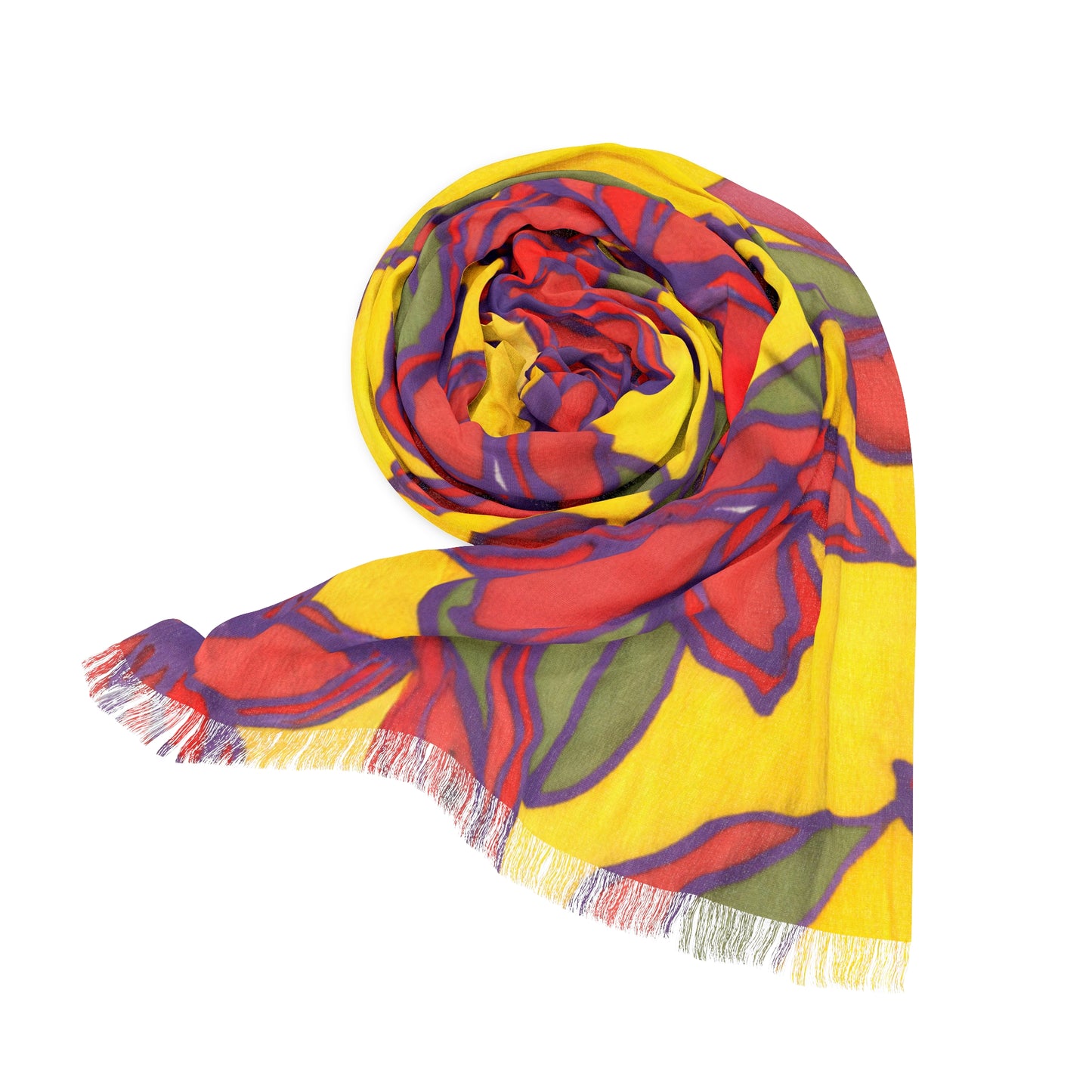 Blue & Orange Floral Light Scarf
